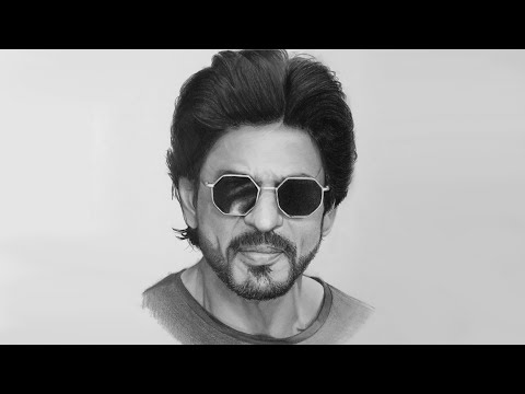 portrait drawing of shah rukh khan by sketch and shade