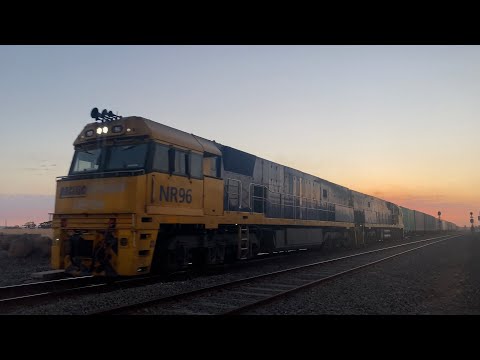 1PM5 Pacific National freight with NR96 NR90 at sunset at Gheringhap headed for Melbourne 12/3/2025