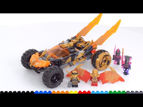 YouTube thumbnail: LEGO Ninjago Cole's Dragon Cruiser review! If Speed Champions were in another realm...