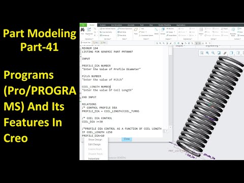 #41 Creo Part Modeling- Programs (Pro/PROGRAMS) And Its Features In Creo