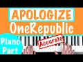 How to play APOLOGIZE - OneRepublic Piano Chords Accompaniment Tutorial