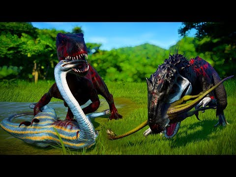 2 Indominus Rex vs 2 Indoraptors vs 100 Struthiomimus - Jurassic World Evolution