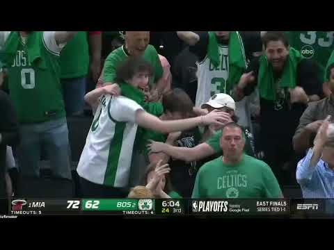 Marcus Smart drains the step back corner 3 after checking back in and the Miami Heat call a time out