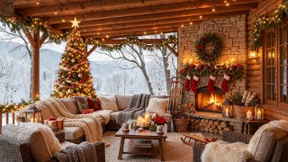 Snowfall Christmas Fireplace Ambience &amp; Sweet Christmas Music ❄️ Cozy Winter Cabin for Calm, Relax