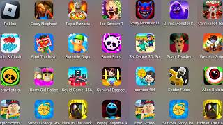 Roblox,Animal Hospital Prison,Papa Pizza Pizzeria!,Poppy Playtime 4,Ice Scream,Hide in The Backrooms