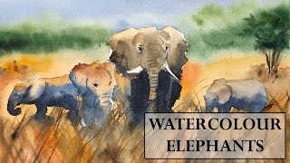 Watercolor Elephants - Easy Watercolor Full Process