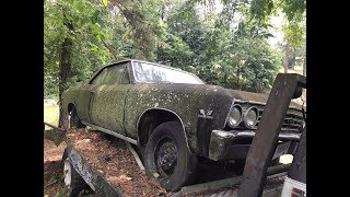 LONG LOST STREET RACING LEGEND 1967 CHEVELLE SS396 FOUND PARKED ON A CAR HAULER IN A SALVAGE YARD