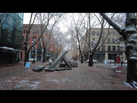 Seattle Light Snow, Walking Pioneer Square to Chinatown, Winter 2022