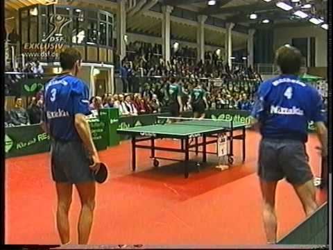 Tischtennis Bundesliga: Danny Heister Slobodan Grujic vs Maxim Shmyrev Christian Franzel Feb 1998