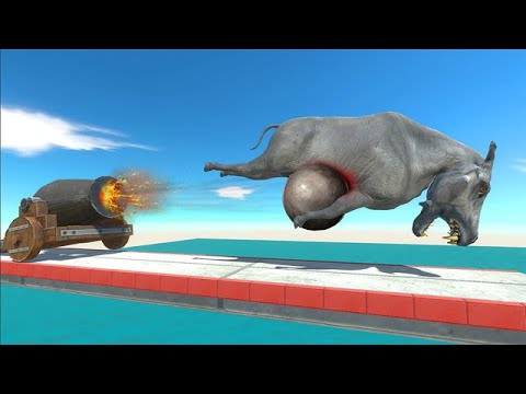 Cannon Downhill Dinosaurs vs Prehistoric and Modern Mammals - Animal Revolt Battle Simulator