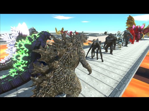 3X GODZILLA vs GHIDORAH LAVA DEATH RUN - Animal Revolt Battle Simulator