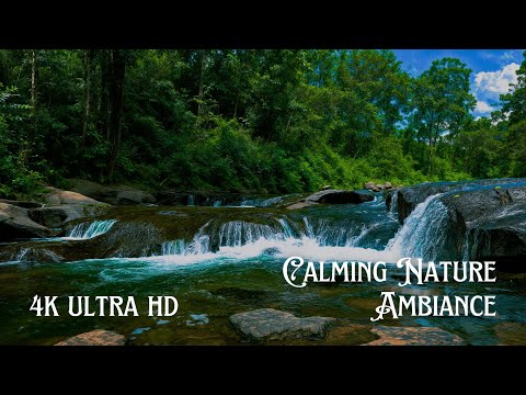 4K Calming Nature Ambiance Waterfall | Meditation | Mind Relax & Natural Sound
