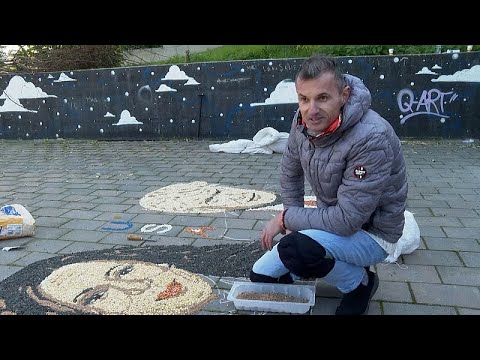 From Kosovo with love, mosaic artist honours Trump and Harris