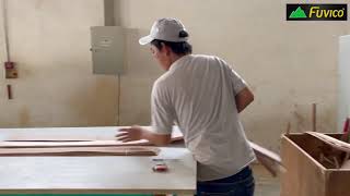 Chuyền phủ Vener | máy xén Veneer, máy may Veneer, máy lăn keo, máy ép nóng | FUVICO