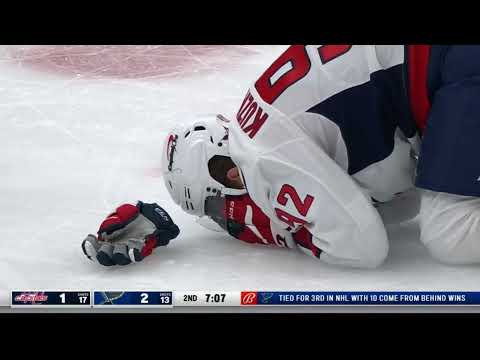 Kuznetsov down after getting clipped by Ovechkin's Stick