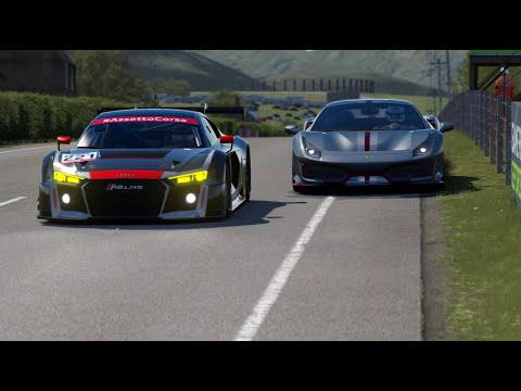 Ferrari 488 Pista vs Audi R8 LMS Racecars at Highlands