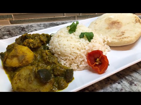 Hot Eddo and Baigan curry with Sada roti/nice Guyana Food