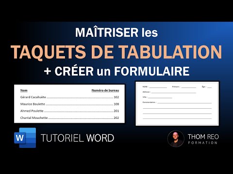 Utiliser les TABULATIONS dans WORD + créer un formulaire (Formation Office)