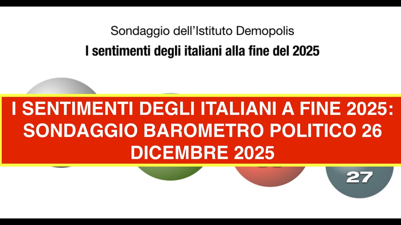 I SENTIMENTI DEGLI ITALIANI A FINE 2025: SONDAGGIO BAROMETRO POLITICO 26 DICEMBRE 2025