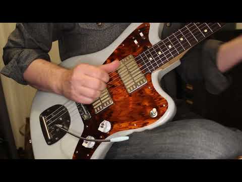 Waterslide Guitars Offset Trans Sonic Blue, Mojo Dual Foil Pickups, Descendant Vibrato, Staytrem image 12