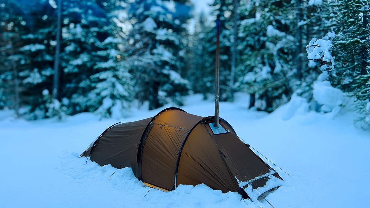 Hot Tent Camping In Heavy Snowfall