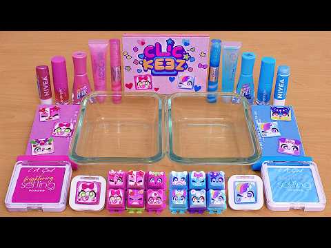 Pink vs Blue - Mixing Makeup Eyeshadow Into Slime ASMR