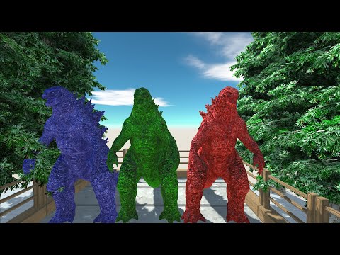 GODZILLA RED GODZILLA BLUE GODZILLA GREEN DEATH RUN - Animal Revolt Battle Simulator