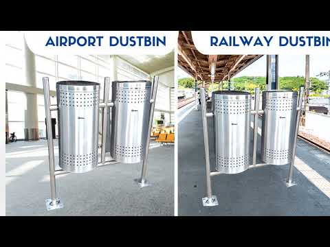 Mofna Stainless Steel Pol Dustbin, Garbage Bin Swing Pole bin, (12 x 24 Inch) 40 Litre