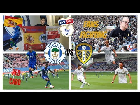 Wigan athletic vs Leeds united vlog|Fans fighting and red card