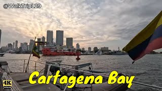 Cartagena Bay Tour [4K] 🚶📹🌅🛟❤️🌏| O Por do sol sobre as águas do Caribe #walktripl29 #travel #trip