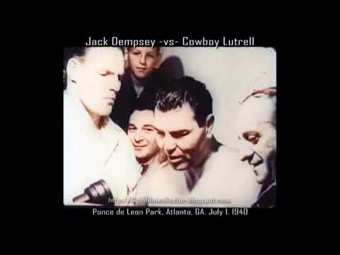 Jack Dempsey vs Cowboy Luttrell - 1940 Full Fight & Interview in Full Color - BRUTAL Exhibition!