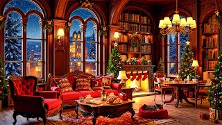 Smooth Christmas Jazz Music & Crackling Fireplace to Work, Relax🔥Cozy Christmas Coffee Shop Ambience
