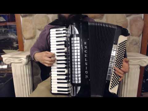 5344 - Black Excelsior 911 Piano Accordion LMMM 41 120 $1999