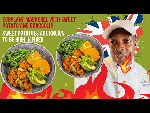 Eggplant, and mackerel with broccoli