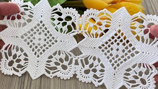 🌟The Most Beautiful Look of White in Crochet Motifs🤍 How to Make a Square Runner/Shawl Pattern
