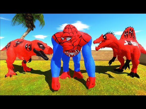 FPS DEATH RUN JUNGLE VS DEADPOOL T-REX TEAM - Animal Revolt Battle Simulator