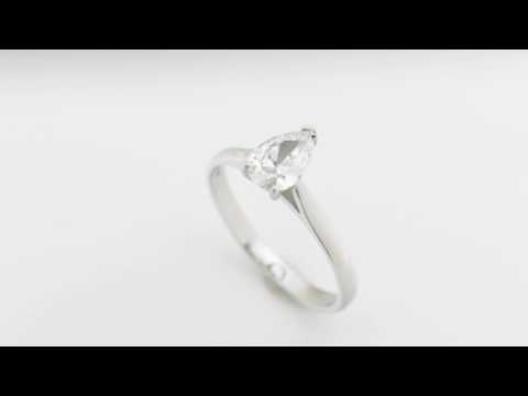 Classic pear shape diamond solitaire engagement ring