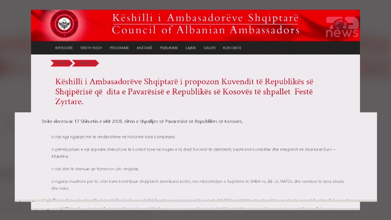 Top News ‘Pavarësia e Kosovës, festë zyrtare’/ Ambasadorët, kërkesë