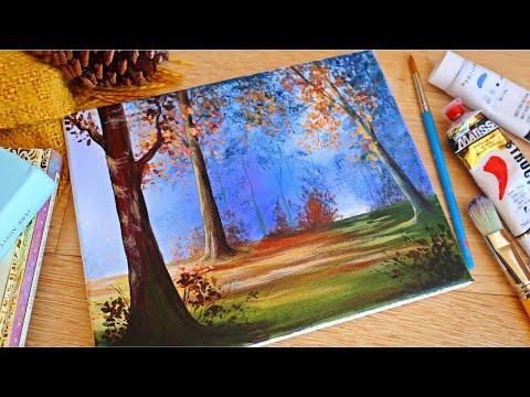 Autumn Woodland Acrylic Painting | Time lapse Tutorial | Acrylic Painting