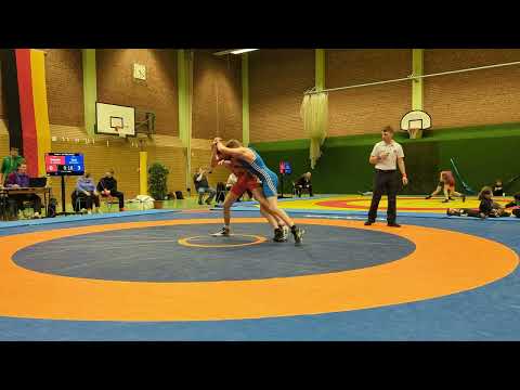 Wrestling.Bayerische Meisterschaft 2023.Kadetten bis 55 kg.A.Wander(Rot)-A.Ebel(Blau)