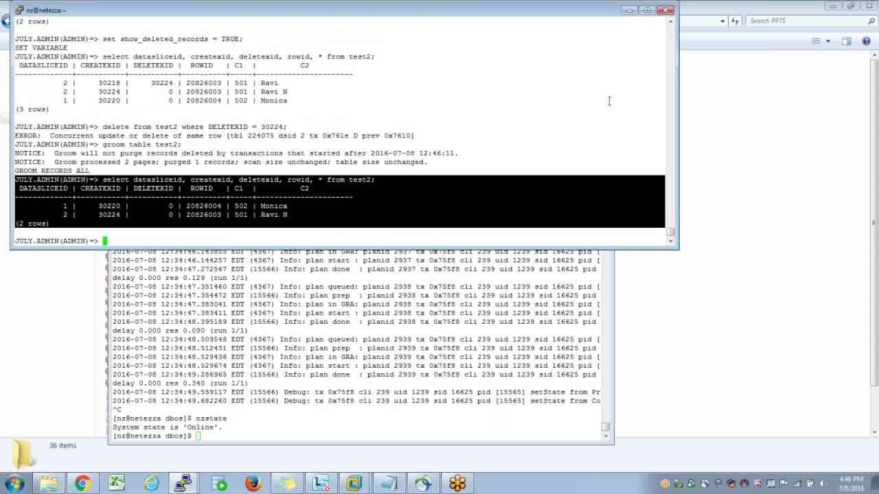 Groom Table in IBM Netezza with UPDATE and BACKUP scenarios