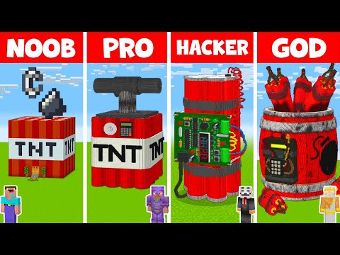 Insane TNT House Build Challenge - Noob vs Pro vs Hacker vs God! (Minecraft Animation)