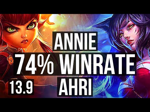 ANNIE vs AHRI (MID) | 74% winrate, 8/1/4, Dominating | KR Challenger | 13.9