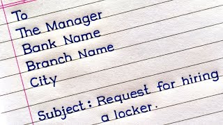 How To Write A Letter To Bank Manager For Locker | Bank Locker Application In English |