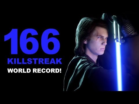 Battlefront 2 166 OP Launch Anakin Skywalker old world record Killstreak/Gameplay