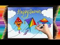 How to make Greeting card easily Drawing kites Dashain kites