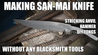 Making san mai knife by hand without blacksmith tools