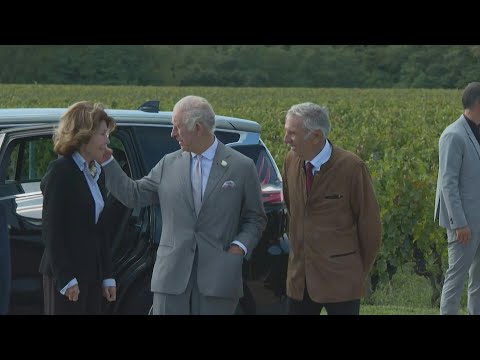 Charles III arrives at the Château Smith Haut Lafitte wine estate | AFP