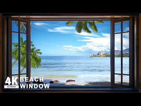 4K HDR Tropical Beach - Gentle Ocean Wave Sounds & Bird Song - Relaxing Nature Video