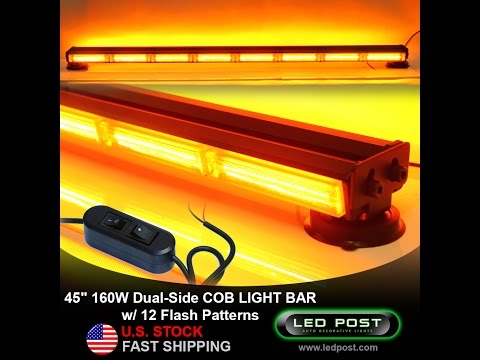 RL8P C232 AMBER 45" 160W COB LED Double Side Hazard Warning Strobe Emergency Light Bar